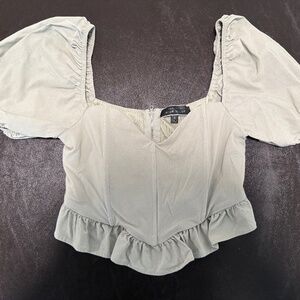 Womens Puffer Sleeve Corset Top